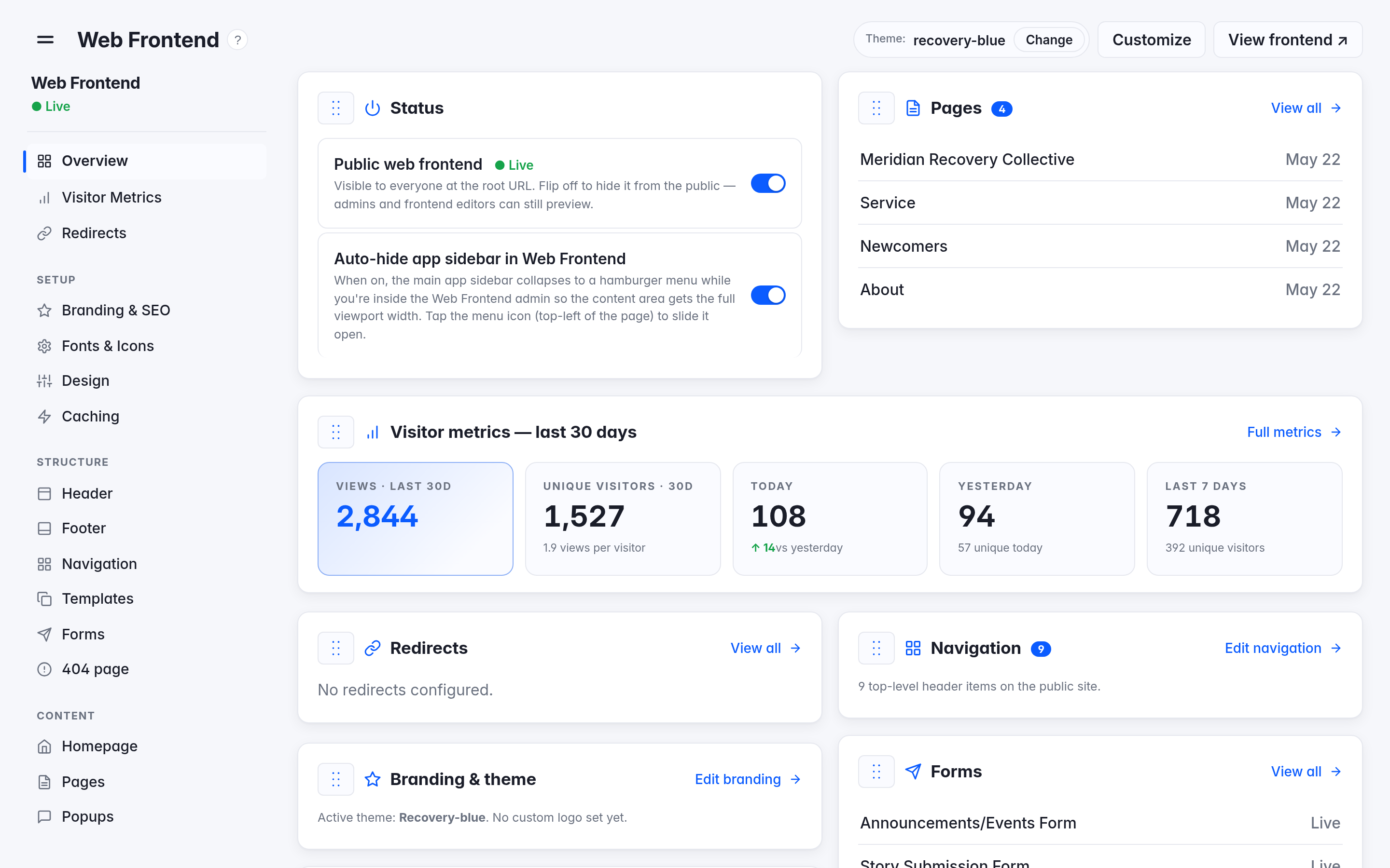 Web Frontend admin